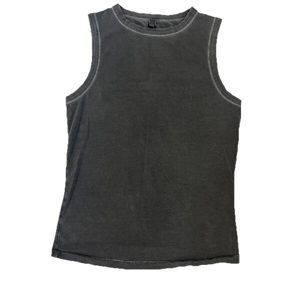 Skims Tank Top Womens Medium Gray High Neck Cotton Blend Muscle Casual - Picture 1 of 7
